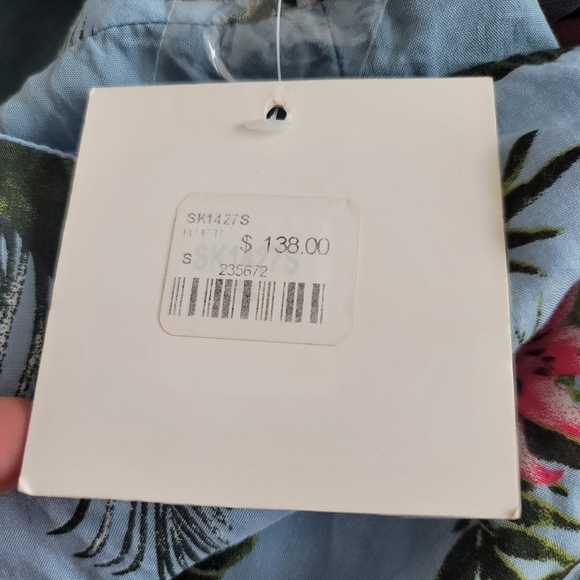 NEW Seek the Label Blue Floral High Low Button Front Skirt Hawaiian Tropical - Picture 10 of 10